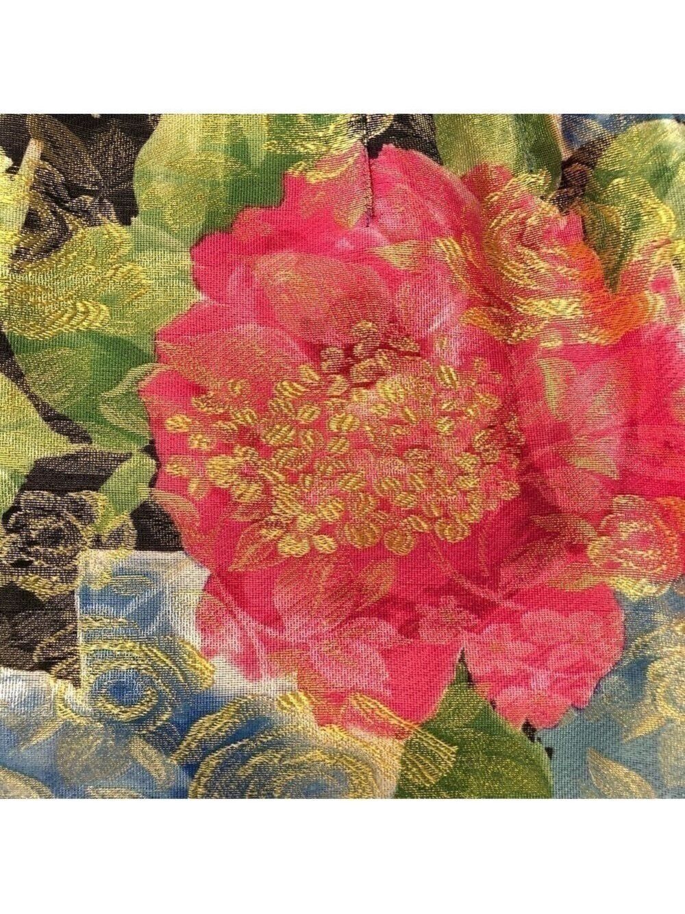 MONDI Vintage pencil skirt  green rose jacquard floral print Size 42 Size 12ish - Picture 12 of 13